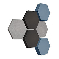 Edition LOFT Honeycomb - 6 absorbers made of Basotect ® - Colour: Platinum + Anthracite + Scandic