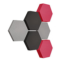 Edition LOFT Honeycomb - 6 absorbers made of Basotect ® - Colour: Platinum + Anthracite + Magenta