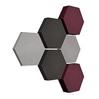 Edition LOFT Honeycomb - 6 absorbers made of Basotect ® - Colour: Platinum + Anthracite + Blackberry