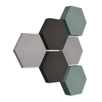 Edition LOFT Honeycomb - 6 absorbers made of Basotect ® - Colour: Platinum + Anthracite + Denim