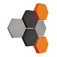 Edition LOFT Honeycomb - 6 absorbers made of Basotect ® - Colour: Platinum + Anthracite + Juice