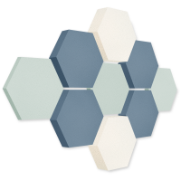 Edition LOFT Honeycomb - 9 Absorber aus Basotect ® - Farbe: Aqua + Scandic + Snow