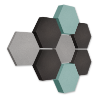 Edition LOFT Honeycomb - 8 absorbers made of Basotect ® - Colour: Platinum + Anthracite + Ocean