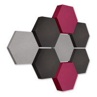 Edition LOFT Honeycomb - 8 absorbers made of Basotect ® - Colour: Platinum + Anthracite + Crimson