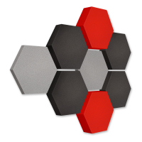 Edition LOFT Honeycomb - 8 absorbers made of Basotect ® - Colour: Platinum + Anthracite + Red Pepper