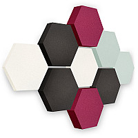 Edition LOFT Honeycomb - 9 Absorber aus Basotect ® - Farbe: Snow + Anthracite + Crimson + Aqua