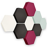 Edition LOFT Honeycomb - 9 absorbers made of Basotect ® - Colour: Snow + Anthracite + Magenta + Aqua