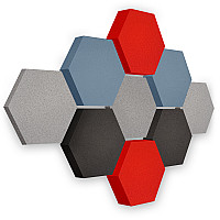 Edition LOFT Honeycomb - 9 absorbers made of Basotect ® - Colour: Platinum + Anthracite + Scandic + Red Pepper