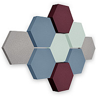 Edition LOFT Honeycomb - 9 absorbers made of Basotect ® - Colour: Platinum + Scandic + Blackberry + Aqua