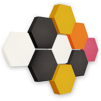 Edition LOFT Honeycomb - 9 absorbers made of Basotect ® - Colour: Snow + Anthracite + Bibo + Juice + Magenta