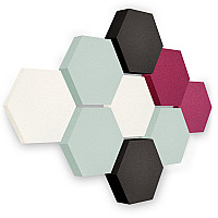 Edition LOFT Honeycomb - 9 Absorber aus Basotect ® - Farbe: Snow + Aqua + Anthracite + Crimson