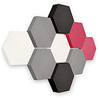 Edition LOFT Honeycomb - 9 absorbers made of Basotect ® - Colour: Snow + Platinum + Anthracite + Magenta