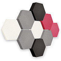 Edition LOFT Honeycomb - 9 Absorber aus Basotect ® - Farbe: Snow + Platinum + Anthracite + Magenta