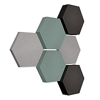 Edition LOFT Honeycomb - 6 Absorber aus Basotect ® - Farbe: Platinum + Denim + Anthracite