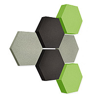 Edition LOFT Honeycomb - 6 absorbers made of Basotect ® - Colour: Concrete + Anthracite + Lime