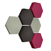 Edition LOFT Honeycomb - 6 absorbers made of Basotect ® - Colour: Concrete + Anthracite + Crimson