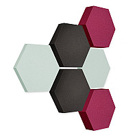 Edition LOFT Honeycomb - 6 absorbers made of Basotect ® - Colour: Aqua + Anthracite + Crimson