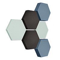 Edition LOFT Honeycomb - 6 Absorber aus Basotect ® - Farbe: Aqua + Anthracite + Scandic
