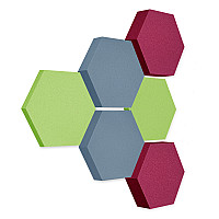 Edition LOFT Honeycomb - 6 Absorber aus Basotect ® - Farbe: Lime + Scandic + Crimson