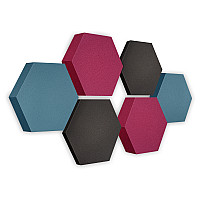 Edition LOFT Honeycomb - 6 Absorber aus Basotect ® - Farbe: Anthracite + Maritim + Crimson