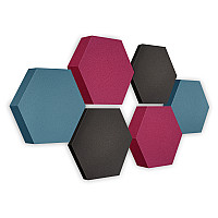 Edition LOFT Honeycomb - 6 absorbers made of Basotect ® - Colour: Anthracite + Maritim + Crimson