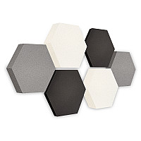 Edition LOFT Honeycomb - 6 absorbers made of Basotect ® - Colour: Anthracite + Platinum + Snow