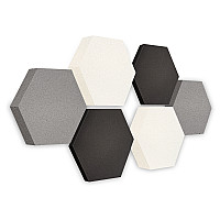 Edition LOFT Honeycomb - 6 Absorber aus Basotect ® - Farbe: Anthracite + Platinum + Snow