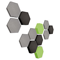 Edition LOFT Honeycomb - 12 absorbers made of Basotect ® - Colour: Platinum + Anthracite + Lime