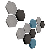 Edition LOFT Honeycomb - 12 Absorber aus Basotect ® - Farbe: Platinum + Anthracite + Maritim
