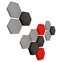 Edition LOFT Honeycomb - 12 absorbers made of Basotect ® - Colour: Platinum + Anthracite + Red Pepper