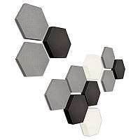 Edition LOFT Honeycomb - 12 absorbers made of Basotect ® - Colour: Platinum + Anthracite + Snow