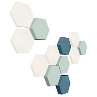 Edition LOFT Honeycomb - 12 absorbers made of Basotect ® - Colour: Snow + Aqua + Maritim
