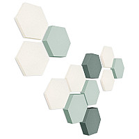 Edition LOFT Honeycomb - 12 Absorber aus Basotect ® - Farbe: Snow + Aqua + Denim