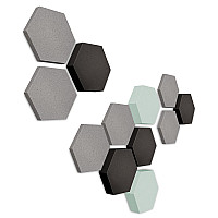 Edition LOFT Honeycomb - 12 Absorber aus Basotect ® - Farbe: Platinum + Anthracite + Aqua