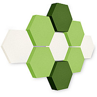 Edition LOFT Honeycomb - 9 absorbers made of Basotect ® - Colour: Snow + Lime + Kermit