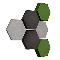 Edition LOFT Honeycomb - 6 absorbers made of Basotect ® - Colour: Platinum + Anthracite + Kermit
