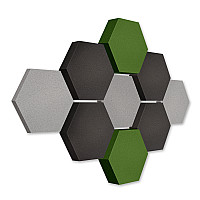 Edition LOFT Honeycomb - 9 absorbers made of Basotect ® - Colour: Platinum + Anthracite + Kermit