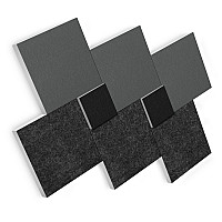 Schallabsorber Set aus Basotect G+ mit Akustikfilz, 8 quadratische Absorberelemente als Wandbild