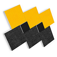 Sound absorber set made of Basotect G+ with acoustic fleece, 8 square absorber elements as wall mural