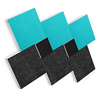 Sound absorber set made of Basotect G+ with acoustic fleece, 8 square absorber elements as wall mural