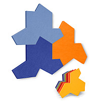 EinStein puzzle for optimal room acoustics 3 sound absorbers Colour: Blue Sky + Deep Water + Jaffa