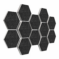 12 honeycomb absorbers made of Basotect ® G+ / Colore ANTHRACITE BigPack / 4 each 300 x 300 x 30/50/70mm