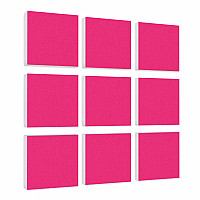 Wall object squares 9 pieces sound insulation, FUCHSIA - sound absorber - elements made of Basotect ® G+