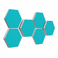 6 Absorber Wabenform aus Basotect ® G+ / Colore TÜRKIS / je 2 Stück 300 x 300 x 30/50/70mm