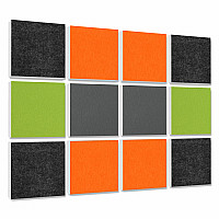 Wandbild Quadrate 12-tlg. Schalldämmung aus Basotect ® G+ / Schallabsorber - Elemente - Set 1