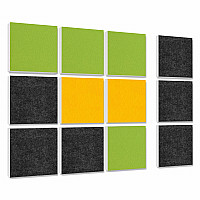 Wandbild Quadrate 12-tlg. Schalldämmung aus Basotect ® G+ / Schallabsorber - Elemente - Set 3