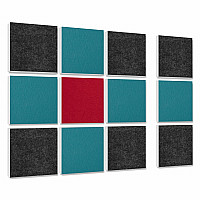 Wandbild Quadrate 12-tlg. Schalldämmung aus Basotect ® G+ / Schallabsorber - Elemente - Set 5