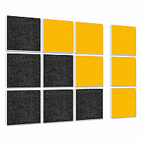 Wandbild Quadrate 12-tlg. Schalldämmung aus Basotect ® G+ / Schallabsorber - Elemente - Set 6