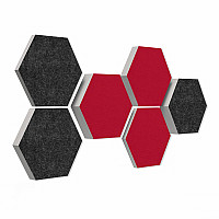 6 honeycomb absorbers made of Basotect ® G+ / Colore BORDEAUX + ANTHRACITE/ 2 each 300 x 300 x 30/50/70mm