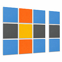 Wandbild Quadrate 12-tlg. Schalldämmung aus Basotect ® G+ / Schallabsorber - Elemente - Set 17